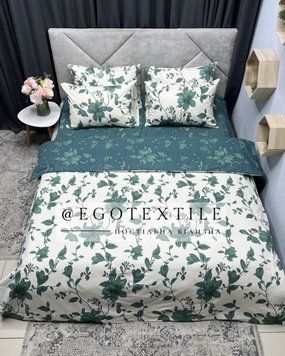 Комплект постільної білизни, лисття зелені, бязь, арт.5192L, Полуторний 5192L фото